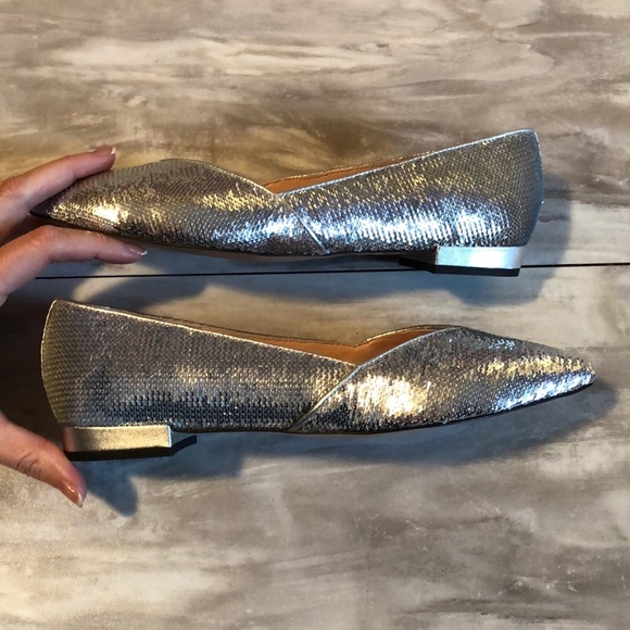 J.Crew Silver Sequin D’Orsay Flats 6.5 - Picture 6 of 8